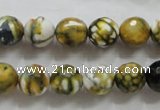 CAA797 15.5 inches 10mm faceted round fire crackle agate beads