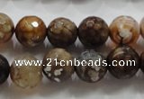 CAA802 15.5 inches 12mm faceted round fire crackle agate beads