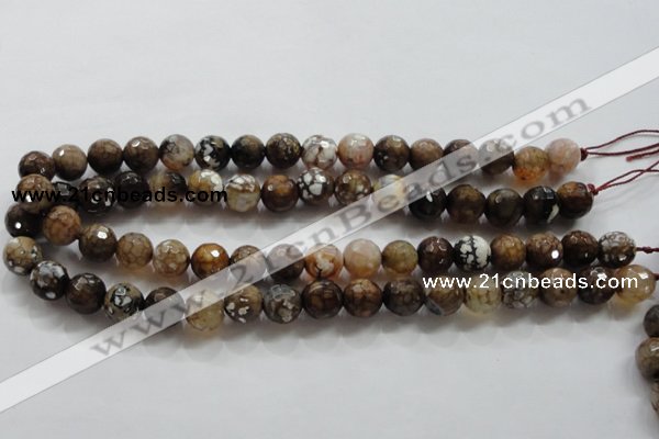 CAA802 15.5 inches 12mm faceted round fire crackle agate beads