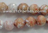 CAA803 15.5 inches 12mm faceted round fire crackle agate beads