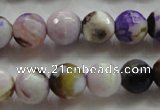 CAA804 15.5 inches 12mm faceted round fire crackle agate beads