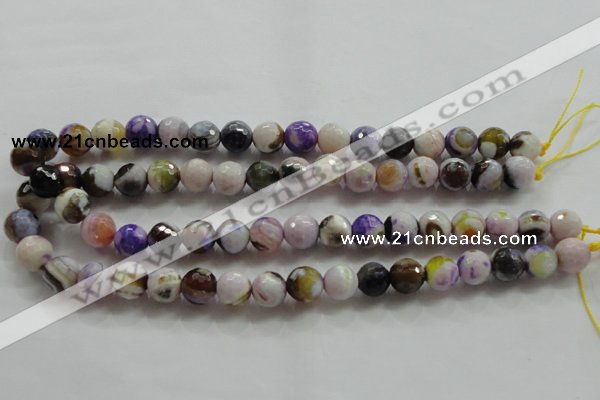 CAA804 15.5 inches 12mm faceted round fire crackle agate beads