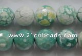 CAA805 15.5 inches 14mm faceted round fire crackle agate beads