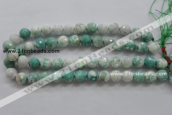 CAA805 15.5 inches 14mm faceted round fire crackle agate beads