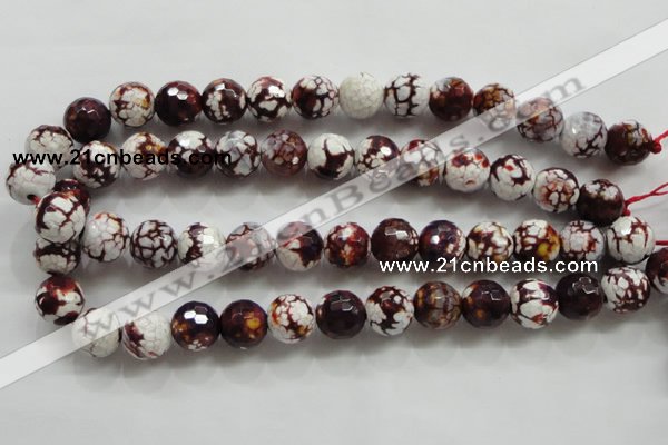 CAA806 15.5 inches 14mm faceted round fire crackle agate beads