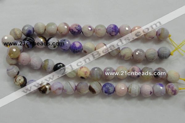 CAA809 15.5 inches 14mm faceted round fire crackle agate beads