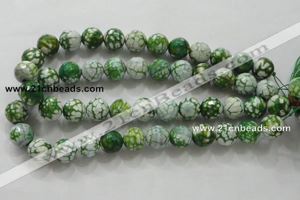 CAA810 15.5 inches 16mm faceted round fire crackle agate beads