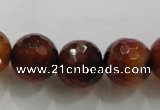 CAA814 15.5 inches 16mm faceted round fire crackle agate beads