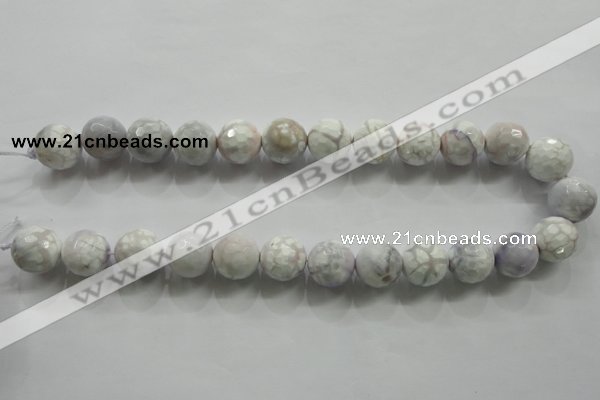 CAA815 15.5 inches 16mm faceted round fire crackle agate beads