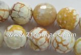 CAA816 15.5 inches 16mm faceted round fire crackle agate beads