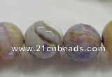 CAA819 15.5 inches 18mm faceted round fire crackle agate beads