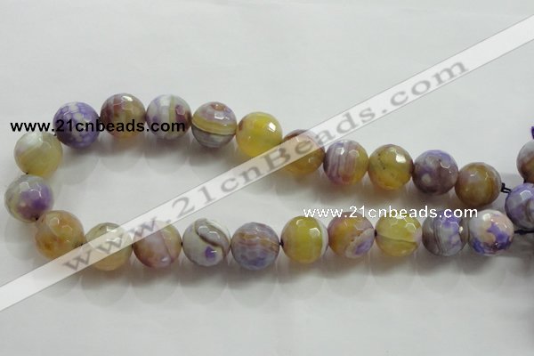 CAA819 15.5 inches 18mm faceted round fire crackle agate beads