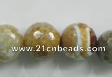 CAA820 15.5 inches 18mm faceted round fire crackle agate beads