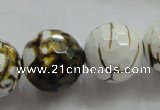 CAA822 15.5 inches 20mm faceted round fire crackle agate beads