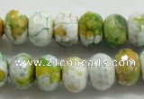 CAA825 15.5 inches 10*14mm faceted rondelle fire crackle agate beads