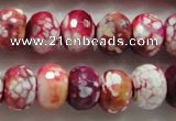 CAA826 15.5 inches 10*14mm faceted rondelle fire crackle agate beads