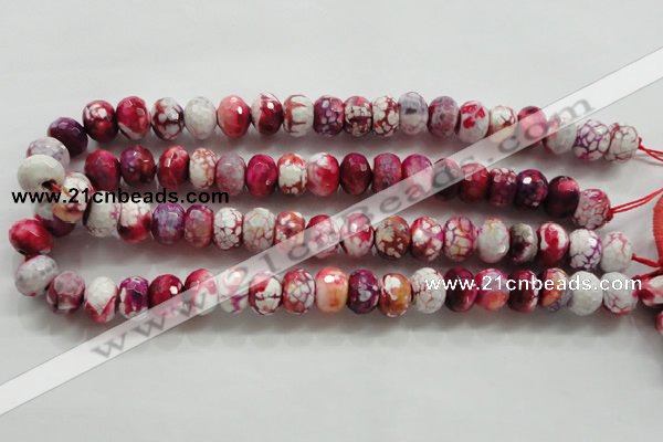 CAA826 15.5 inches 10*14mm faceted rondelle fire crackle agate beads