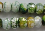 CAA827 15.5 inches 10*14mm faceted rondelle fire crackle agate beads