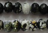 CAA828 15.5 inches 10*14mm faceted rondelle fire crackle agate beads