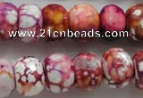 CAA831 15.5 inches 12*16mm faceted rondelle fire crackle agate beads