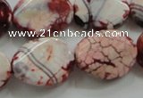 CAA835 15.5 inches 15*20mm twisted oval fire crackle agate beads