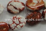 CAA836 15.5 inches 15*20mm twisted oval fire crackle agate beads