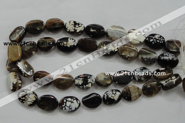 CAA837 15.5 inches 15*20mm twisted oval fire crackle agate beads