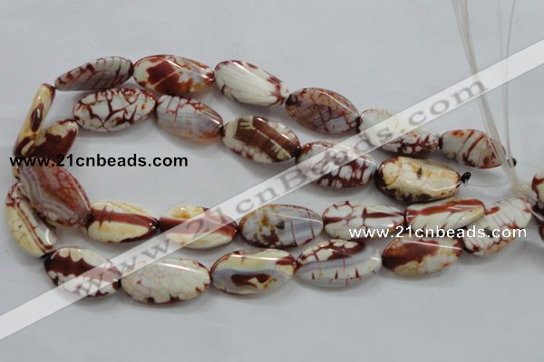 CAA838 15.5 inches 16*28mm twisted oval fire crackle agate beads