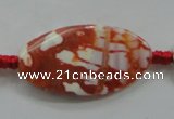 CAA841 15.5 inches 20*40mm twisted oval fire crackle agate beads