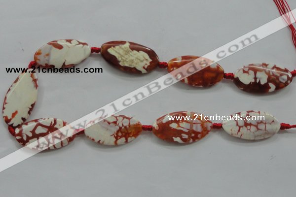 CAA841 15.5 inches 20*40mm twisted oval fire crackle agate beads