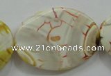 CAA845 15.5 inches 25*35mm twisted oval fire crackle agate beads