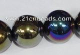 CAA852 15.5 inches 22mm round AB-color black agate beads