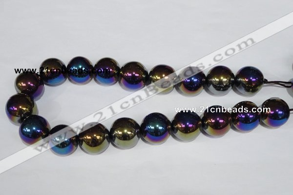 CAA852 15.5 inches 22mm round AB-color black agate beads