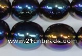 CAA854 15.5 inches 16*20mm egg-shaped AB-color black agate beads