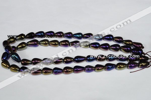 CAA855 15.5 inches 10*14mm teardrop AB-color black agate beads