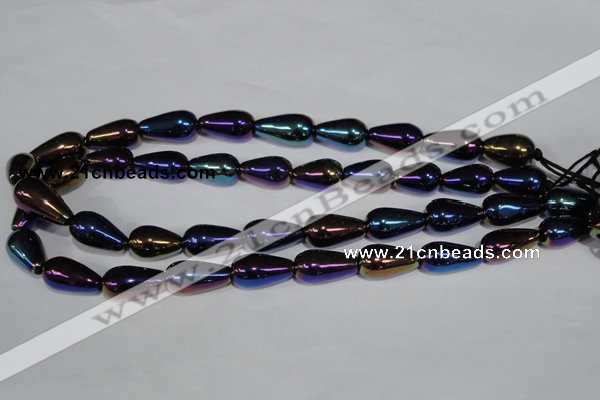 CAA856 15.5 inches 11*20mm teardrop AB-color black agate beads