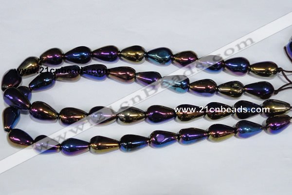 CAA857 15.5 inches 13*20mm teardrop AB-color black agate beads