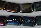 CAA861 15.5 inches 13*18mm rectangle AB-color black agate beads