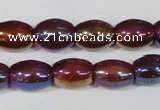 CAA878 15.5 inches 7*14mm rice AB-color red agate beads