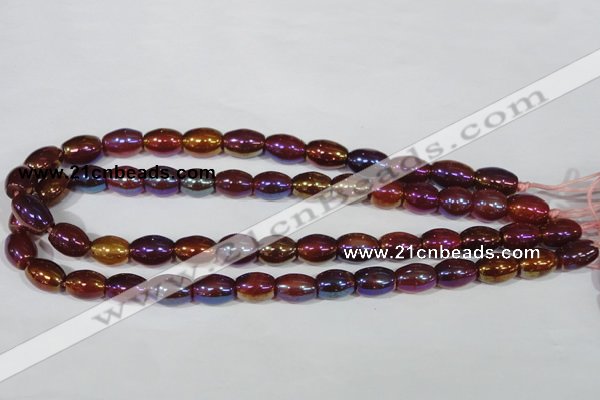 CAA878 15.5 inches 7*14mm rice AB-color red agate beads