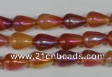 CAA880 15.5 inches 8*12mm teardrop AB-color red agate beads