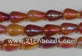 CAA880 15.5 inches 8*12mm teardrop AB-color red agate beads