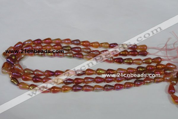 CAA880 15.5 inches 8*12mm teardrop AB-color red agate beads