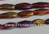 CAA882 15.5 inches 7*18mm faceted cuboid AB-color red agate beads