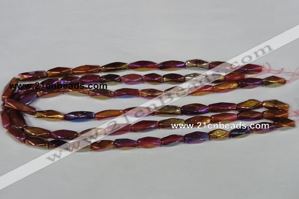 CAA882 15.5 inches 7*18mm faceted cuboid AB-color red agate beads