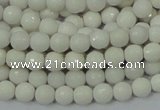 CAA92 15.5 inches 4mm faceted round white agate gemstone beads