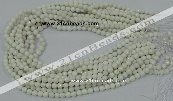 CAA92 15.5 inches 4mm faceted round white agate gemstone beads