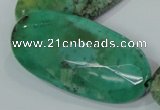 CAA95 15.5 inches 25*50mm faceted oval grass agate gemstone beads