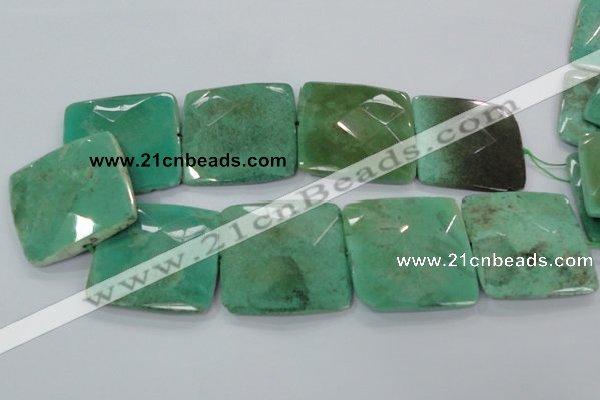 CAA98 15.5 inches 45*45mm faceted square grass agate gemstone beads