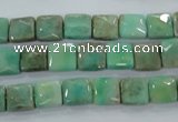 CAA99 15.5 inches 8*8mm faceted square grass agate gemstone beads